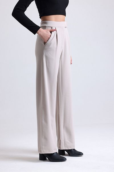 Mad&Calf Γυναικείο παντελόνι με φαρδύ πόδι Lycra Velcro με κλείσιμο ελαστικό Palazzo