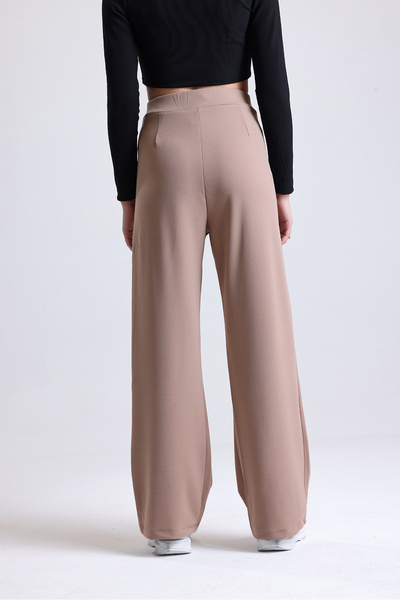 Mad&Calf Women's Wide Leg Lycra Velcro Closure Elastic Palazzo Trousers