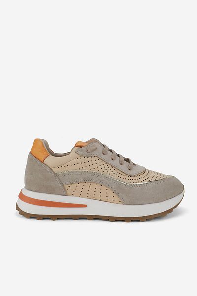 TUNAELLİ Beige Sneakers - Genuine Natural Leather Women's Shoes Size 36-41