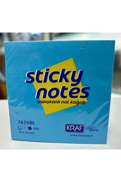 KRAF 7676Bl - Pastel Blue Note Paper, 76X76 Cube, 400Yp Adhesive