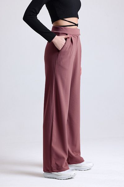 Mad&Calf Women's Wide Leg Lycra Velcro Closure Elastic Palazzo Trousers