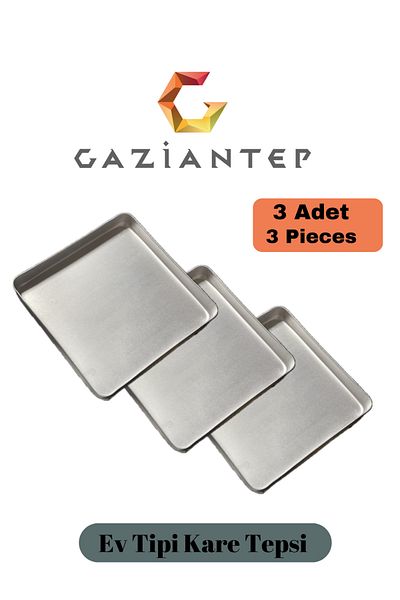 Banxtre Aluminum Square Tray Baklava-Button-Cookie Baking Tray 25X25 CM (3 Pieces)
