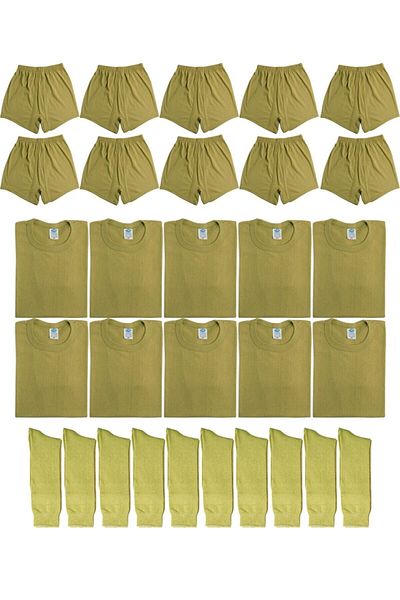 özmertaskerimalzeme Military Undershirt Boxer Socks Set 10pcs New Type Khaki