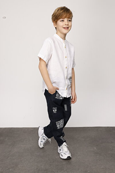 JENA Детски ленен панталон с античен мотив