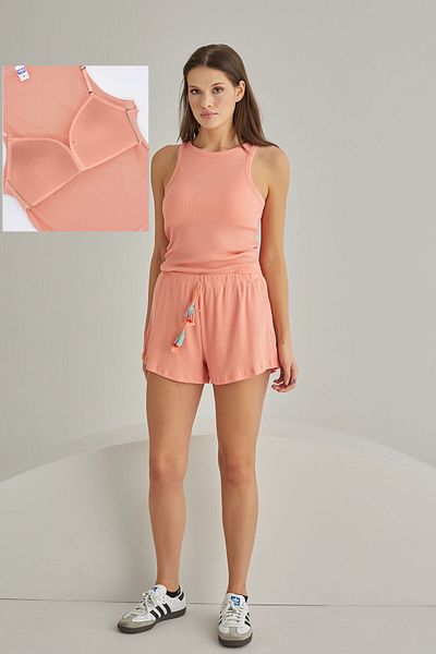 NBB Σετ 3 Σουτιέν και βαμβακερό σορτς Lycra - Salmon