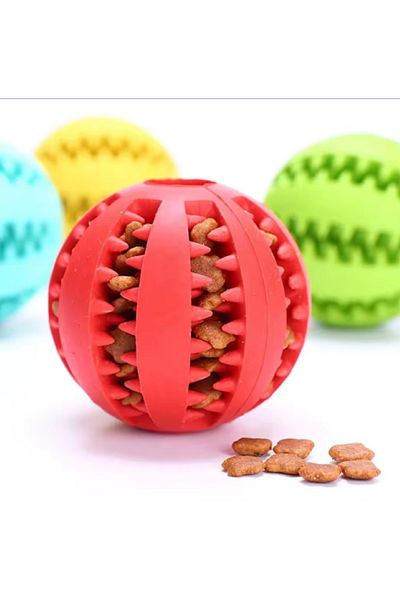 Teknopet Cat Dog Biting and Food Tank Toy Ball - Teething and Pet Cleaning Toy