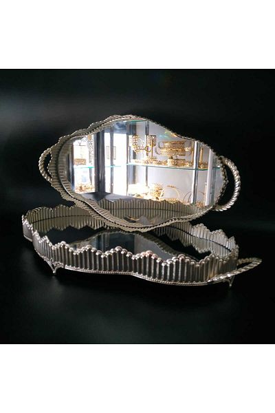 HİLALKRİSTAL Καθρέφτης-Λόγος-Δίσκος Παρουσίασης-Επιχρυσωμένος