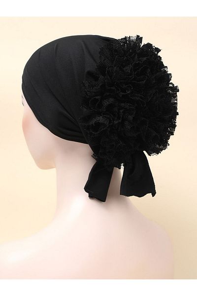 İmpavido black hijab ruffle cap 100% cotton