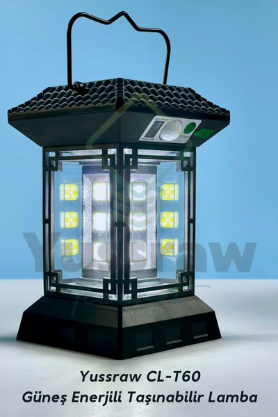 Yussraw solar aydınlatma güneş enerjili kamp lambası sensörlü ve usb sarjlı+g...