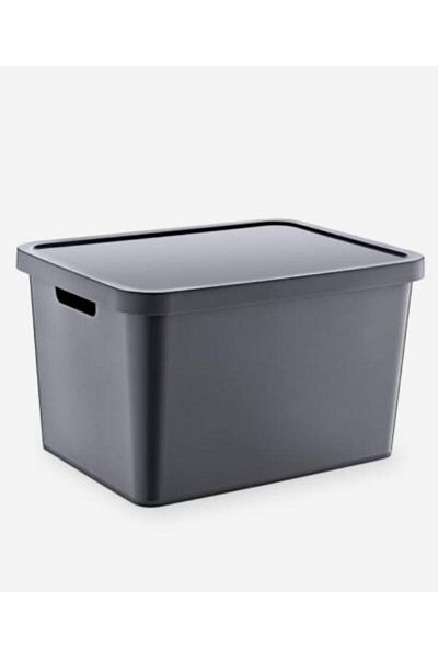 PANJI Stafi 18 Lt Set of 4 - Anthracite Box with Lid, Multi-Purpose
