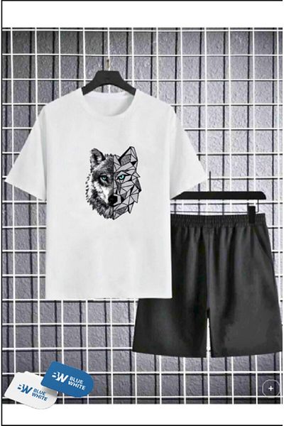 FRİENDS KİDS Boys/Girls' ''WOLF'' Printed T-Shirt-Shorts Set