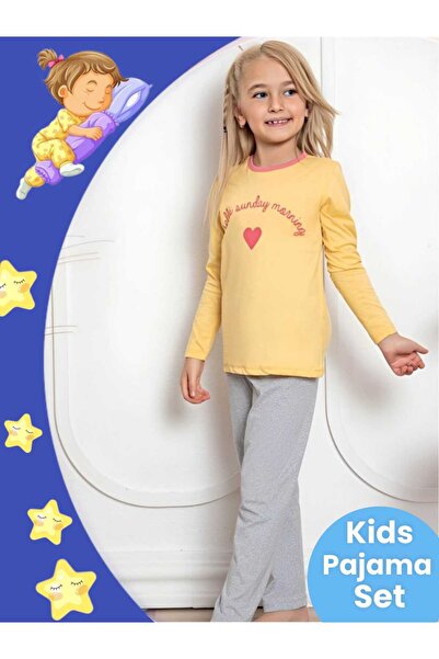 Uniquerrs Дівчачий бавовняний піжамний комплект з довгими рукавами та візерун...