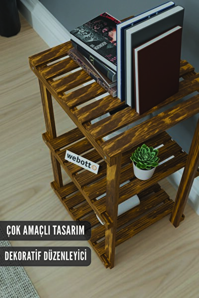 webotto 8 Ahşap 3 Katlı Banyo Rafı Havluluk Saksılık Ykm Mob113