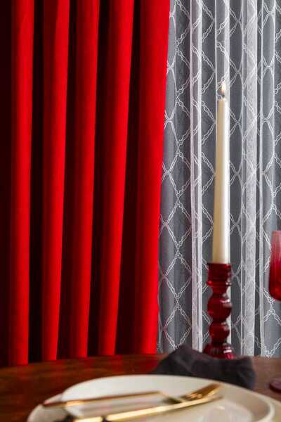 Karesi READY TO USE RED MEDIUM PLEATED 1X2,5 PHONE CURTAIN 12477