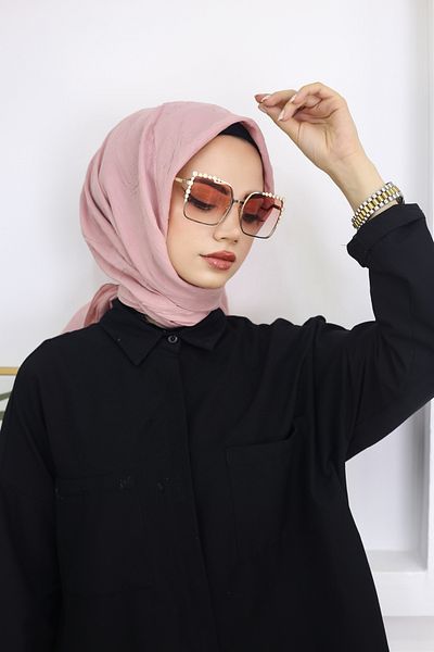 feronis Bamboo Crotch Hijab Women's Scarf Model - Powder
