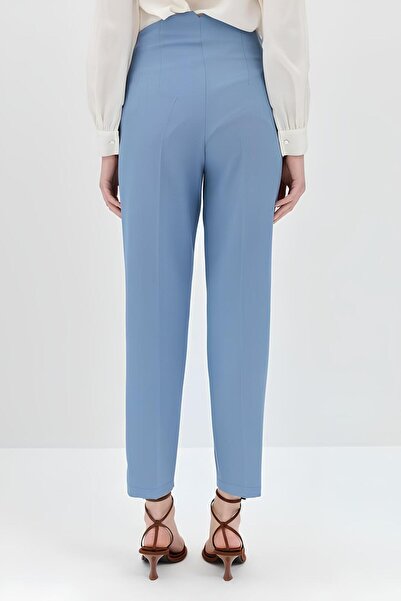 mfbcollection Yüksek Bel Pensli Havuç Kumaş Pantolon - Açık Mavi