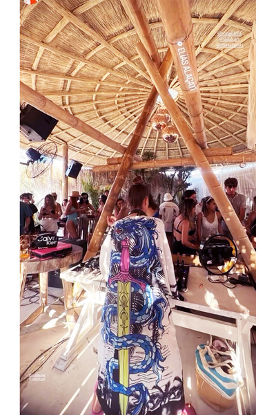 Elif Töngel Ejderha Detaylı Palmıye Desenli Kımono