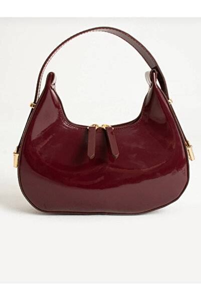 Cheery Cherry Bag Patent Leather Baguette Bag Strap Detailed Bag Zippered Sho...