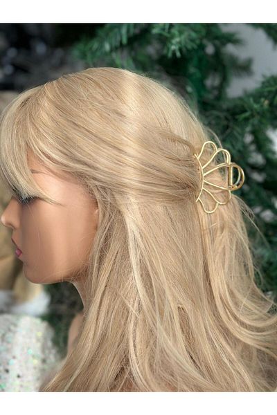 QUEEN AKSESUAR Trend Fashion - Giant Large Metal Oyster, Gold Gold Fan, Women's Children's Buckle Latch Clip