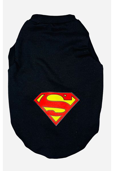 PetiliDünya Superman Cat and Dog Outfit Patterned Undershirt
