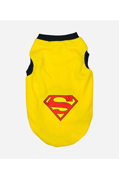 PetiliDünya Superman Cat and Dog Outfit Patterned Undershirt