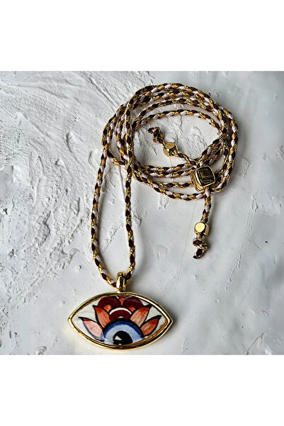 L´Atelier des Perles CherCafé Necklace Seramik Üzeri El Boyaması Kolye