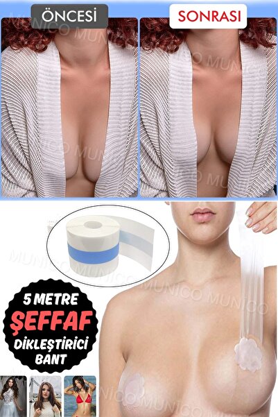 Munico 5 Metre Kadınlar Şeffaf Göğüs Etiket Göğüs Kaldırma Push Up Straplez G...