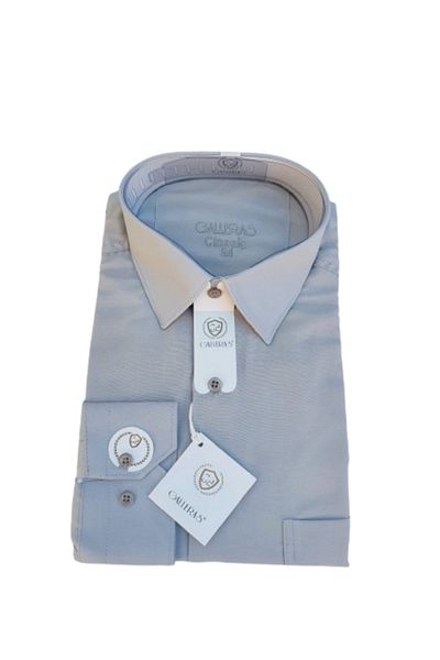 Ünal Giyim Men's Shirt - Classic Fit, Single Pocket, Long Sleeve, Solid Color, Terikoton