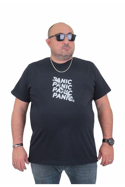 MocGrande Ανδρικό μπλουζάκι μεγάλου μεγέθους NAVY BLUE - λαιμόκοψη, Panic 24135