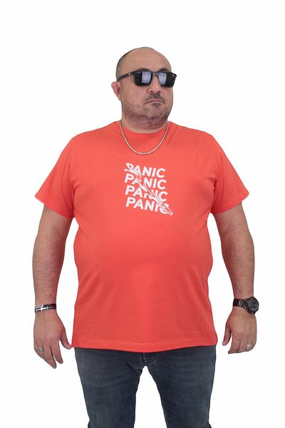 MocGrande Ανδρικό μπλουζάκι μεγάλου μεγέθους - Panic 24135 με μοτίβο λουλουδιών ρόδι