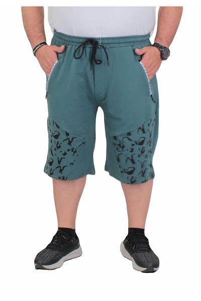 MocGrande Men's Camouflage Combed Cotton Shorts - Large Size 24628 Cagla