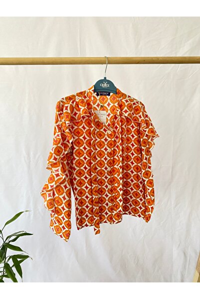 uhtico Fırfır Detaylı Uzun Kollu Renkli Kız Çocuk Gömlek