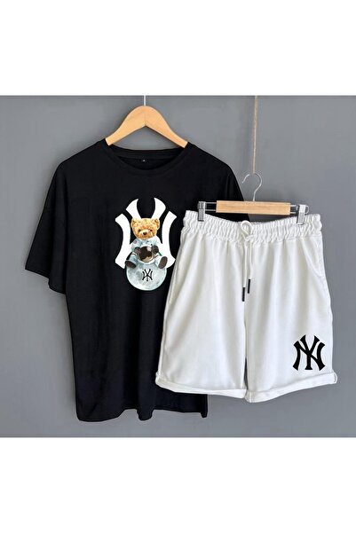 NewCabin Men's oversize t-shirt T-shirt and Summer Shorts Bottom Top Set of 2