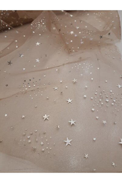 Safir Kumaş Hayal Tül Üzerine Varak Baskı Yıldızlar( Eni150 cm /3 Metre)re