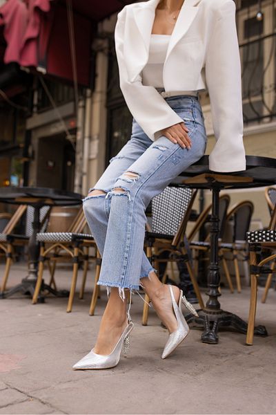 ANGELİNA JONES CHIADO FEMEI ARGINT PERSONALIZAT MATERIAL IMPORTAT PANTOF CU TOC DE PIATRA