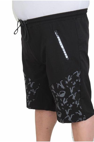 Starbattal Ανδρικό χτενισμένο βαμβακερό σορτς Camouflage Plus Size - 24628 ΜΑΥΡΟ