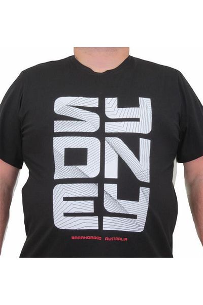 Starbattal Men's Large Size Crew Neck T-Shirt Sydney 24139 BLACK