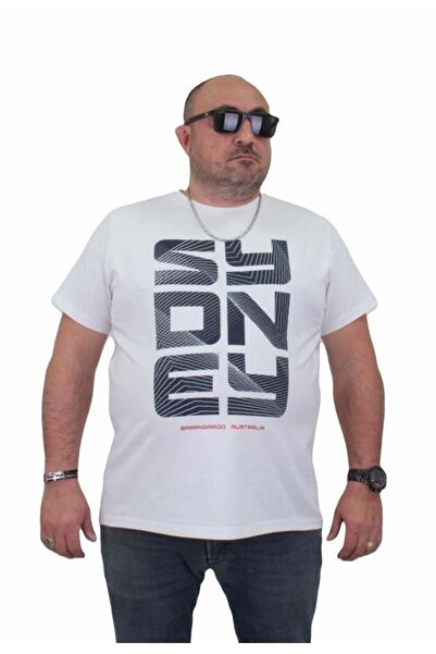 Starbattal Tricou pentru bărbați, mărime mare, cu decolteu, Sydney 24139 ALB
