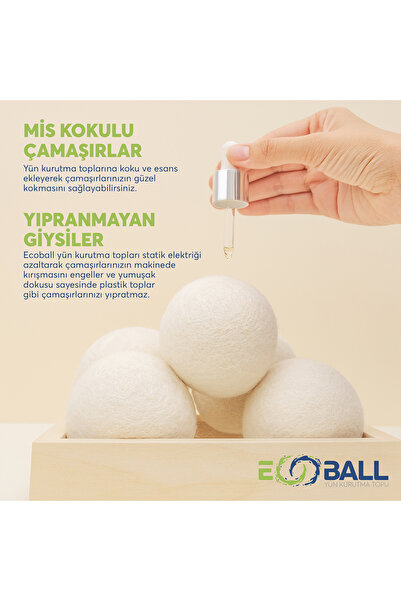 Dream Plus Ecoball 3 Adet Yün Kurutma Topları Doğal Yumuşatıcı Çamaşır Kurutma Makinesi Kurutma Topu