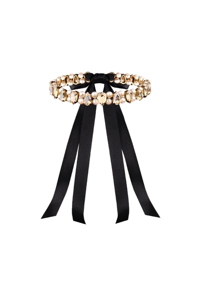 CSR AKSESUAR kristal taşlı kurdeleli kolye