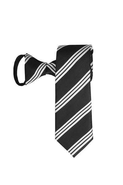 PROKRAVAT Black and White Striped - Zippered Tie