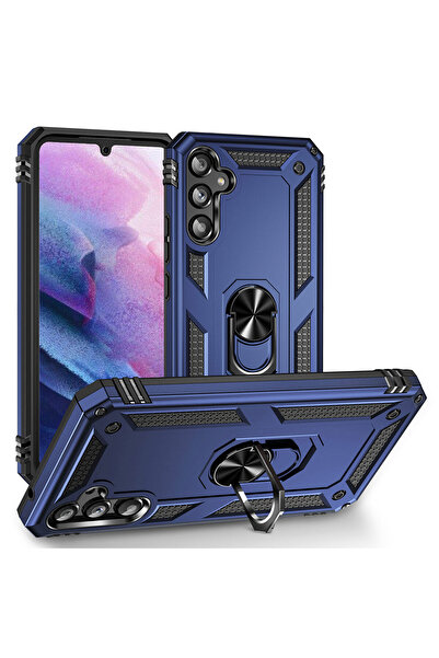 AQUA AKSESUAR Galaxy A54 Uyumlu Zırhlı Tam Korumalı Yüzük Standlı Kılıf