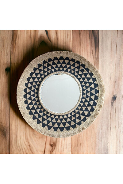 Toprak Design Hasır Bohem Duvar Aynası, Bohem Duvar Aynası, jüt Ayna, Dekorat...