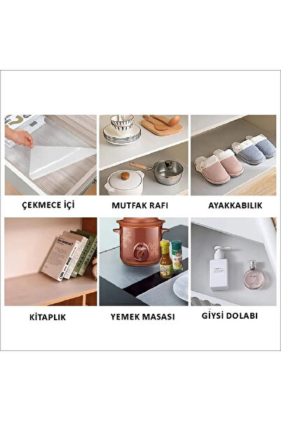 netten house 45 Cm X 3 Mt. Şeffaf Kaydırmaz Raf Dolap Çekmece Buzdolabı Buz D...