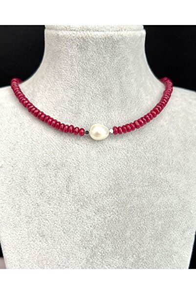 CRAZY TAKI TASARIM Ceyt Doğaltaş Mürdüm Rengi 925 Ayar Gümüşlü Kadın Kolye