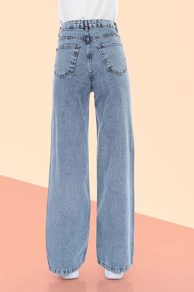 dressmix Pamela Snow Wash Blue Jeans Висока талия Lycra Palazzo Широки дънки Дънки Деним Панталони