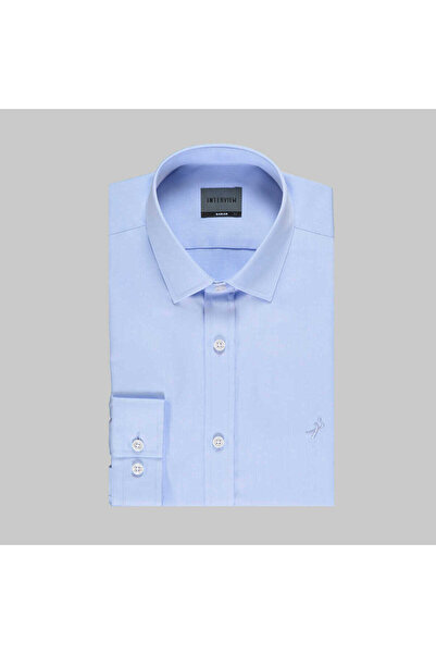Sarar Cămașă INTERVIEW ȚESUTĂ SATINĂ SLIM FIT ALBASTRU ÎNCHIS