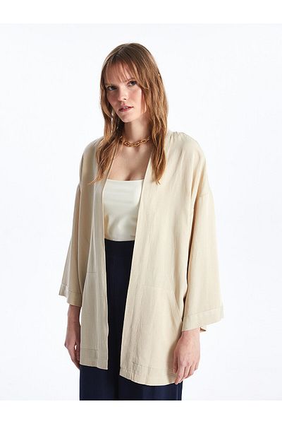 LC Waikiki Wrap Yala Flat Linen Blended Oversize Women's Kimono