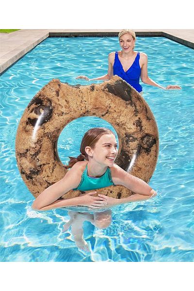 TUENGİ STORE Large Size Cookie Shaped Bagel Inflatable Sea Pool Ring.Child And Adult Ring 107 cm