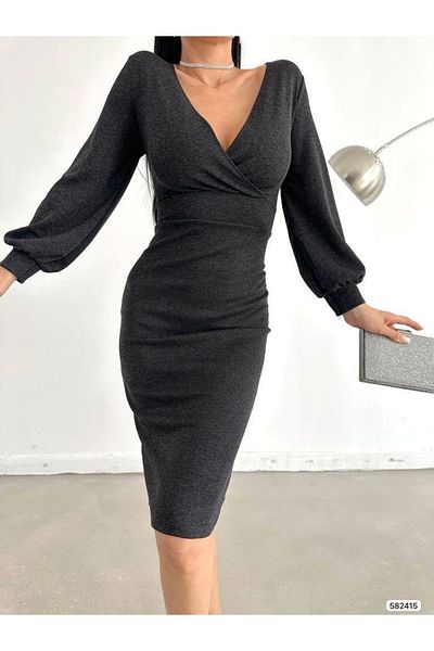 modakyra Rochie de damă cu guler dublu din material ecrin